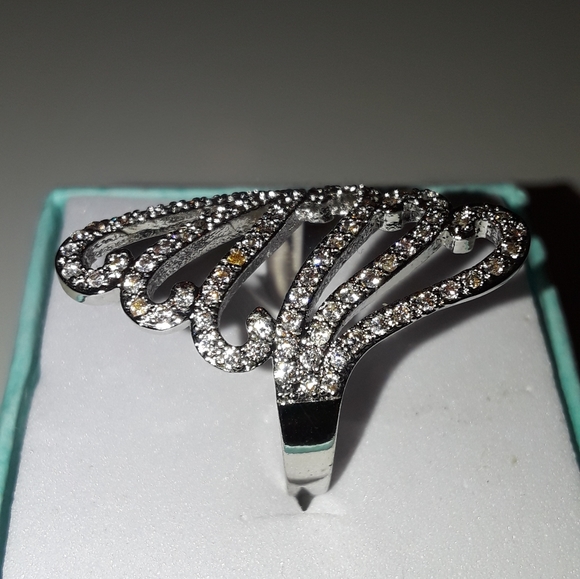 Sterling silver and white sapphire ring size 7 - Picture 3 of 4